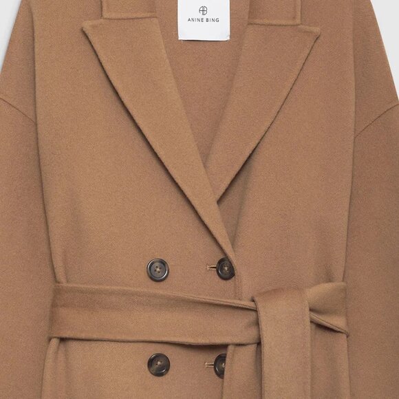 Anine Bing Dylan Coat Camel Cashmere Blend SZ S - Picture 4 of 4